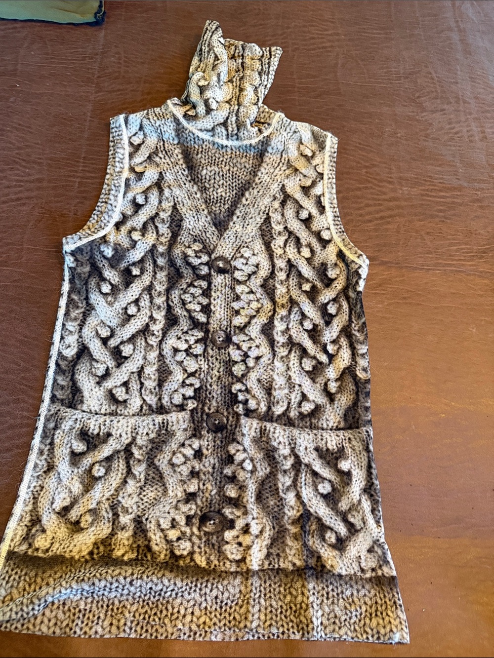 Jean Paul Gaultier Gray Knit Cable-Pattern Sleeveless Vest